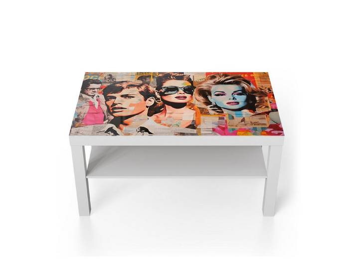 DEQORI Couchtisch 'Ikonen Collage', Glas Beistelltisch Glastisch modern