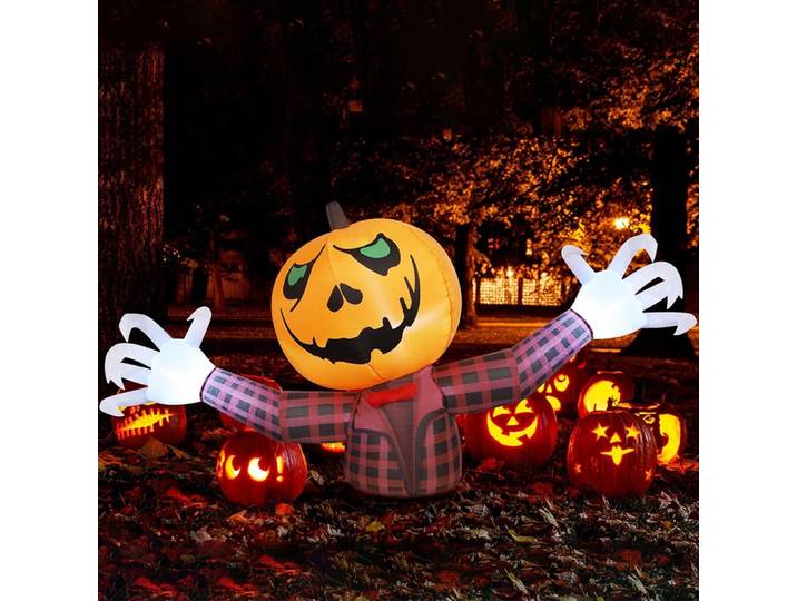 Citrouille d'halloween de 1.2M, chemise à carreaux, décoration gonflable, fantôme pour homme, jouets gonflés d'halloween, décoration de jardin extérieur