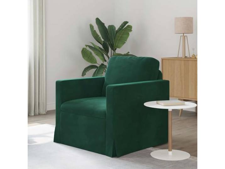 KFPOERTFGD Samt Sofa, Dunkelgrün, 78 x 78 x 80 cm, Modulares Sessel-Design Metallrahmen, Ergonomischer Komfort, Holzarmlehnen