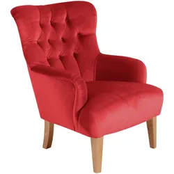 SESSEL Kaiya Bezug Samtvelours Buche natur / rot