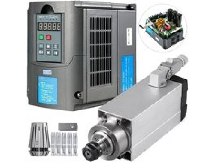 VEVOR Kit de Moteur de Broche Fraisage Refroidi par Air Convertisseur Fréquence 3KW, Moteur de Broche avec Inverseur de Fréquence ER20, Kit pour Régulateur de Vitesse du Moteur Convertisseur de Phase