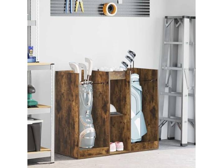 Xolmizyn Golf Schrank aus Holz, Aufbewahrung für Ausrüstung, Geräucherte Stabile Metallrückwand, Kompakter Stauraum, Modernes Design für Garagen