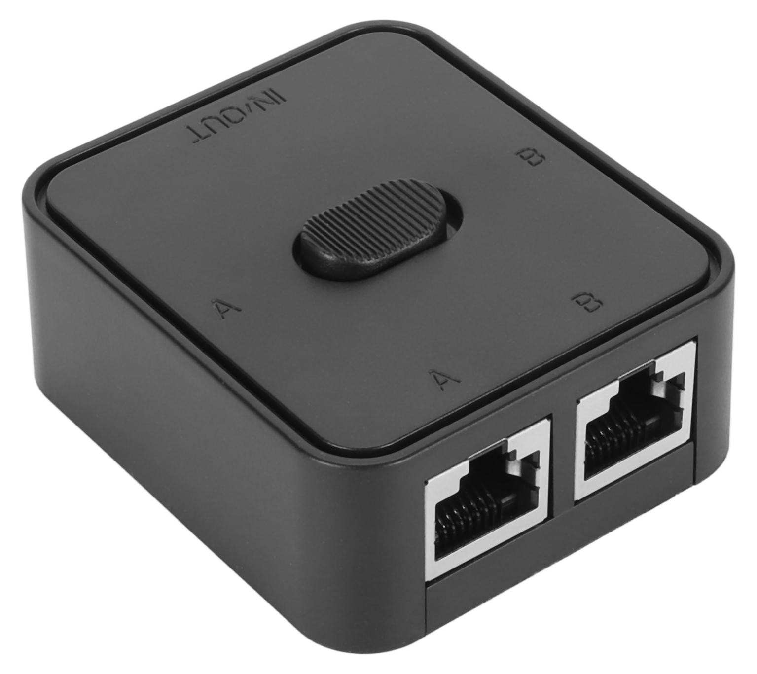 2-poorts Gigabit-netwerkschakelaar met PoE-extender, RJ45-splitter en selector voor Cat 6-kabels, 10/100/1000 Mbps