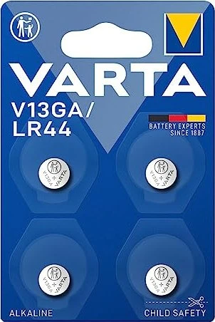 Varta Batterie Alkaline, Knopfzelle, LR44, V13GA, 1.5V Electronics, Retail Blister (4-Pack)