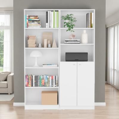 ZWYO HOSIMU "71.1""H 2-Piece Living Room Set with 2 Bookcases in Manufactured Wood, Concealed Storage, Ample Shelving, and Elegant Design"