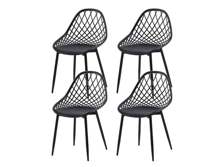 EGGREE Lot de 4 Chaise scandinave avec Pieds en métal Chaise Salon Cuisine Confortable Chaise Salle a Manger Noir