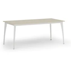Konferenztisch PRIMO OMEGA, 180x90 cm, weißes Metallgestell, Birke
