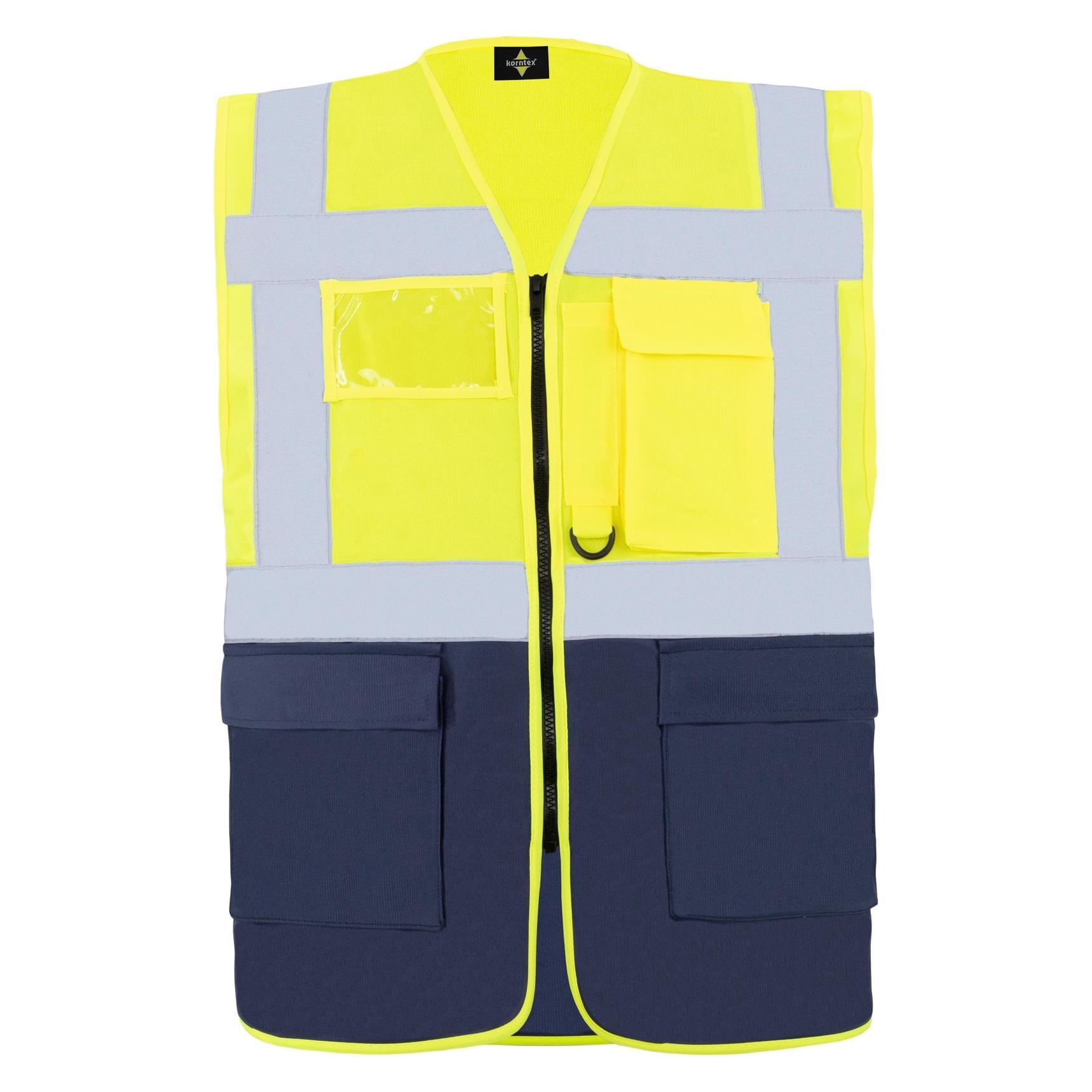 Korntex Warnweste Multifunktional Hamburg Signal Gelb/MBlau 360° Sicherheit S EN ISO 17353 KXCMF (S) (KX226-YELLOW/NAVY)