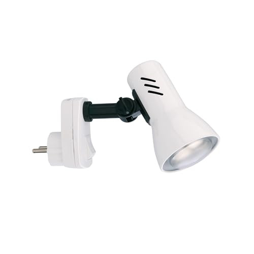 Briloner Stekkerlamp Wit Metaal E14 Verstelbare Leeslamp voor Keuken of Tafel Hoogte: 10,5 cm