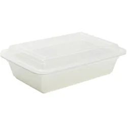 VEPATIM 50 Mehrweg Menüboxen wiederverwendbar PP mit Deckel ungeteilt weiß 22x15x6.5cm