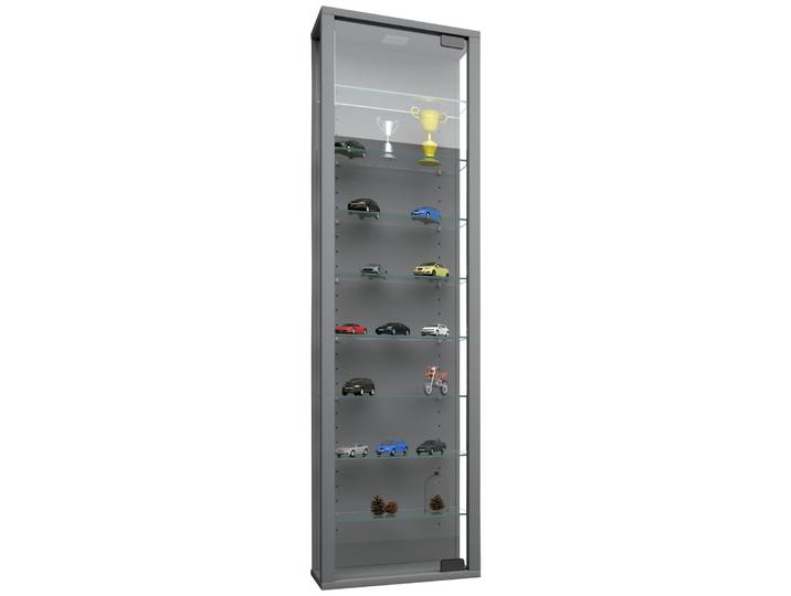 VCM Wandvitrine STANO, silber, Holznachbildung
