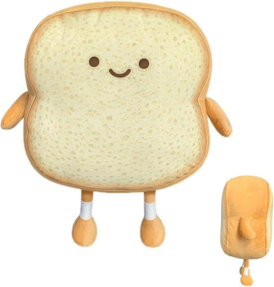 Unyqoos Toast-kussen - Grappig pluche broodkussen met PP-vulling - B/D/H: 18 x 18 x 6 cm