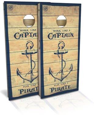 Skip's Garage Captain Pirate Outdoor Cornhole Board Set