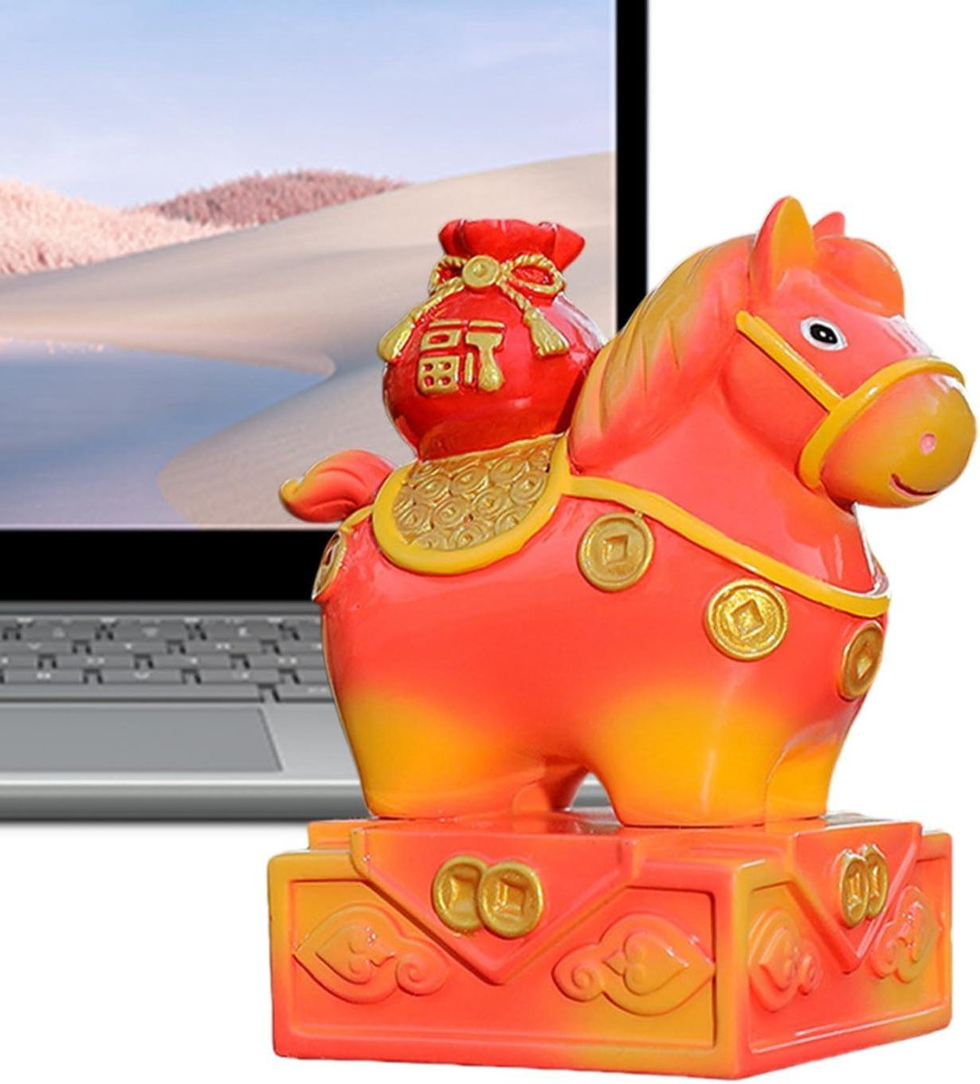 Jade Groen Paard Beeldje - Decoratief Paarden Figuur voor op Tafel - Hoogte: 8 cm