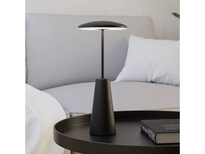EGLO LED-Akkuleuchte Piccola, schwarz, Höhe 28cm, Metall, IP54 dimmbar, schwarz, für Wohn- / Esszimmer, Metall, Modern