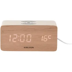 Karlsson, Wecker, Alarm clock Block w. phone charger LED white wash veneer, white LED