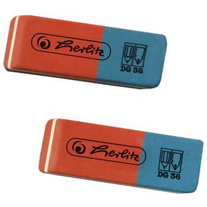 Herlitz Radiergummi BR 4, 8685703, für Bleistifte und Tinte, aus Kautschuk, 2 Stück