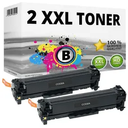 Druckfuxx, Toner, 2 XXL TONER für HP COLOR LASERJET CP 2025 CP 2025 DN CP 2025 N CC530A SCHWARZ