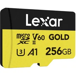 Lexar Professional GOLD UHS-II (256 GB, microSDXC, U3, UHS-II), Speicherkarte, Gelb, Schwarz