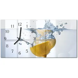 WANDUHR aus Glas 60x30 cm - Zitrone im Wasser