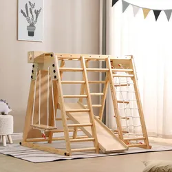 HOME DELUXE Klettergerüst Indoor inkl. Rutsche, Schaukel und Kletterwand LIO