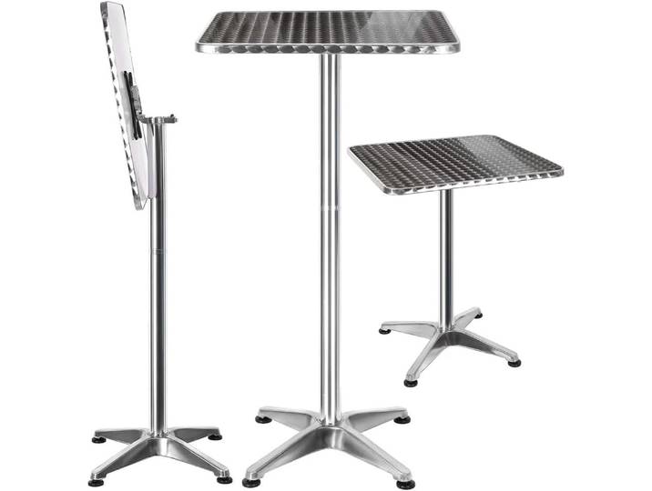 Table Haute de Bar Aluminium Hauteur Réglable 70 ou 110 cm - Tube Central Ø: 5,8 cm - Carré