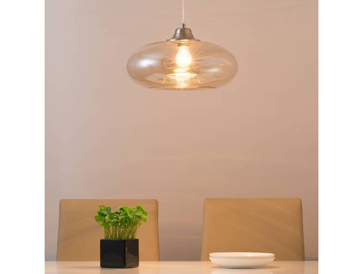 Pendelleuchte Lawrence II Ø 40cm Beige/Champagner Hauptmaterial: Sicherheitsglas Sekundärmaterial: Eisen, poliert E27