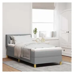 vidaXL, Boxspringbett, Boxspringbett Mit Matratze Stoff Hellgrau (100 x 200 cm)