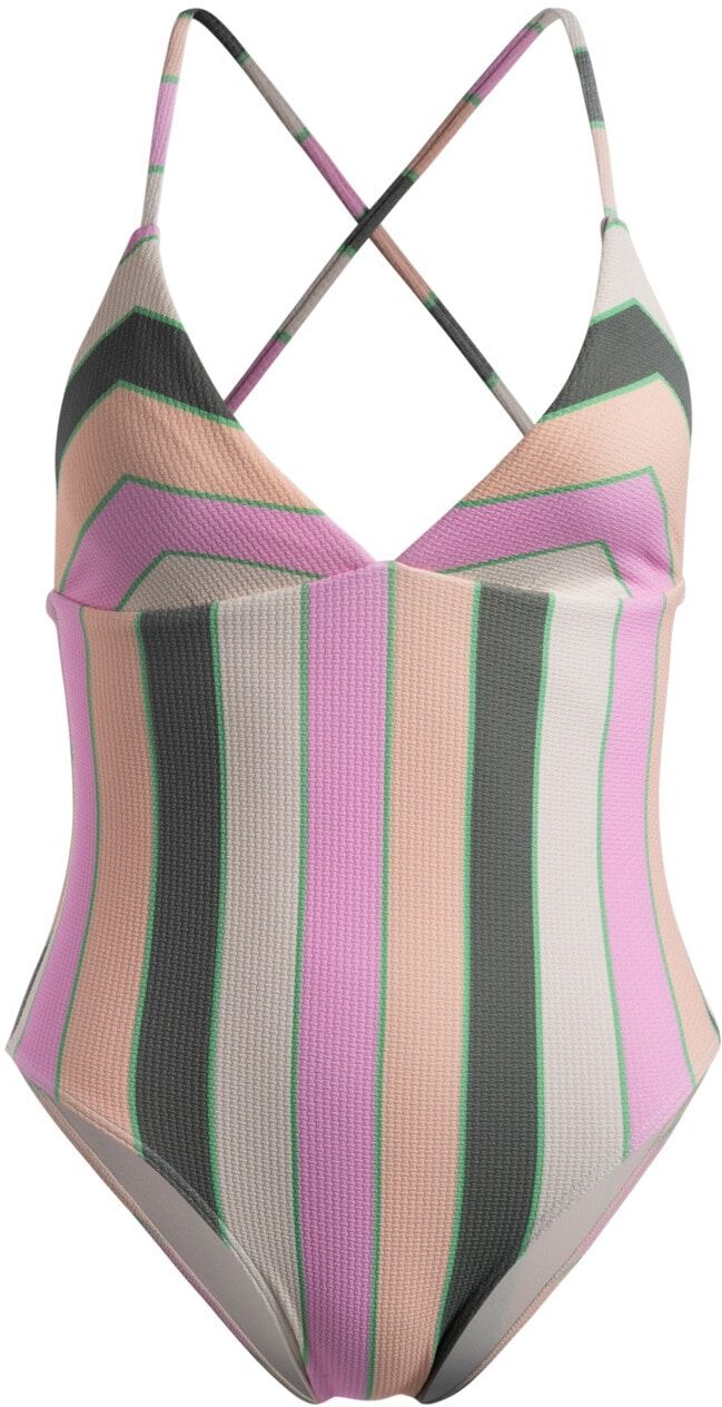 Badeanzug ROXY "Vista Stripe", Damen, Gr. XL, grün (agave grün very vista stripe), Obermaterial:93% Nylon, 7% Elasthan., Badeanzüge Badeanzug agave grün very vista stripe XL