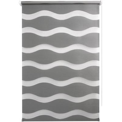 Doppelrollo GOOD LIFE "WAVE" Gr. 4, grau (stein), B:120cm H:150cm, Kunststoff, Metall, Polyester, Rollos