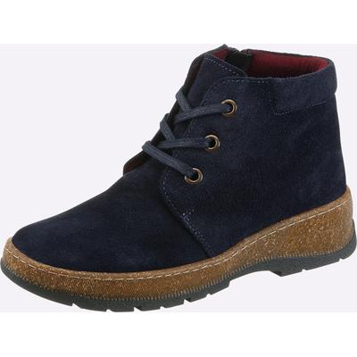 Stiefelette HEINE, Damen, Gr. 39, Textil, blau (marine), Leder, Rindsleder, Veloursleder, Schuhe Stiefelette