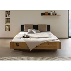 Bett inkl. Kopfteilkissen taupe  Wildeiche 180x200x86 natur geölt/lackiert KITZBÜHEL #258
