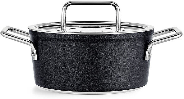 FISSLER Kochtopf mit Gasdeckel ADAM0ANT 18cm/2l Anihaft/Schwarz  schwarz EG