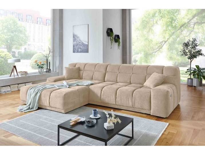 Ecksofa inkl. motorischen XXL- Sitzvorzug in Stoff