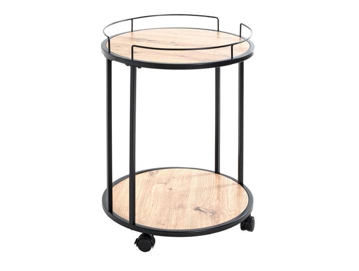 Beistelltisch rund 45 cm Schwarz/ Eiche
