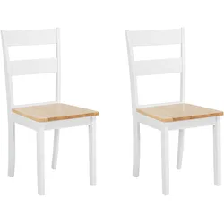 ESSZIMMERSTUHL 2er-Set Gummibaumholz hellbraun/weiß Georgia