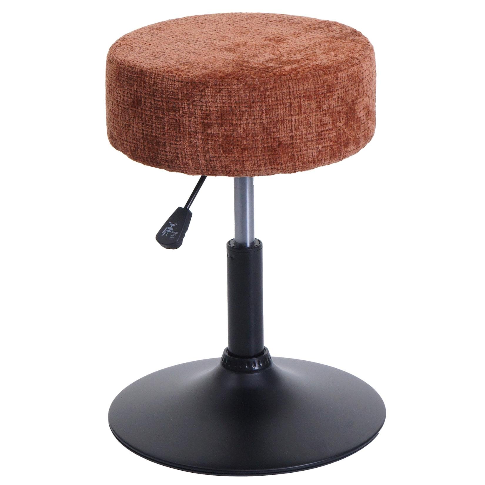 Hocker MCW-C22, Sitzhocker Schminkhocker, höhenverstellbar drehbar Ø 37cm Stoff Chenille (465g/m²) MVG ~ terrakotta