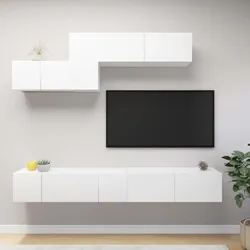 vidaXL 6-tlg. TV-Schrank-Set Weiß Spanplatte
