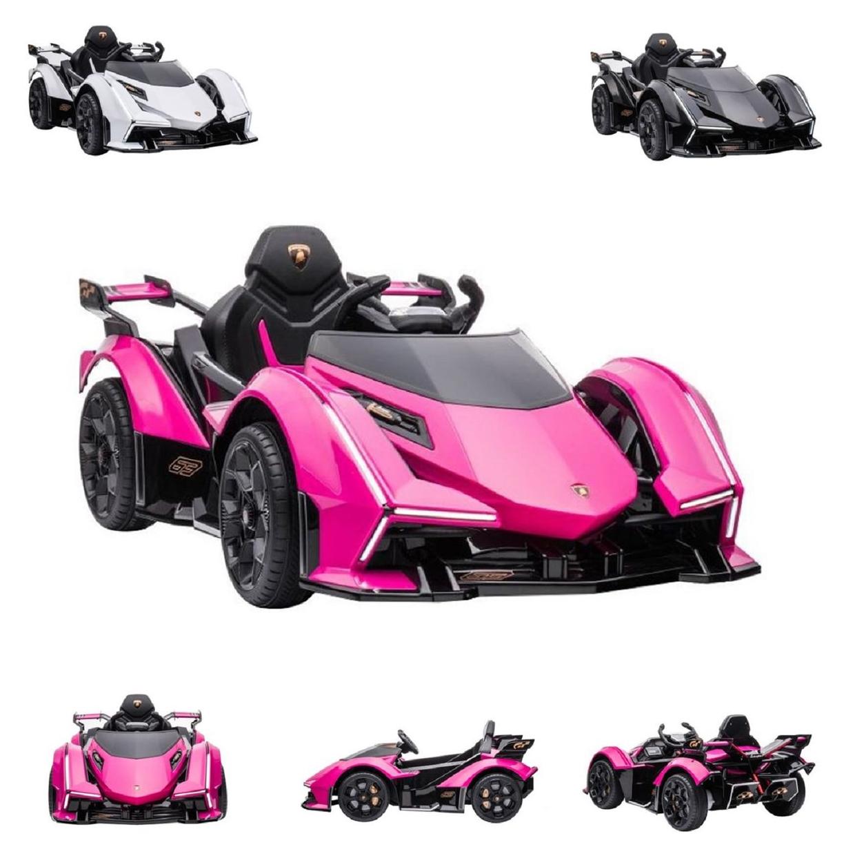 ES-Toys Kinder Elektroauto Lamborghini V12 Vision Gran Turismo Fernbedienung MP3