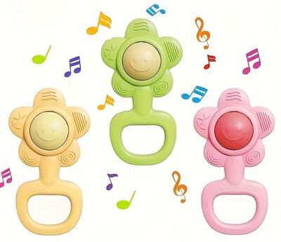 Trendy Discount Goods Hand Bell Toy Sunflower, Cultivating Hand Holding Ability In Children, Suitable For Boys And Girls yellow
