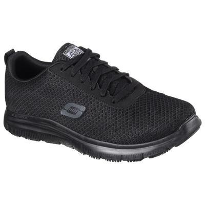 Berufsschuh SKECHERS Gr. 44, schwarz, 44, Lederimitat, Textil, Schuhe, Schnürschuh für Gastronomie,Pflege mit gepolsterter Innensohle