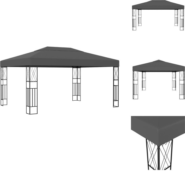 vidaXL Pavillon 3×4 m Anthrazit Stoff - Pavillons & Partyzelte
