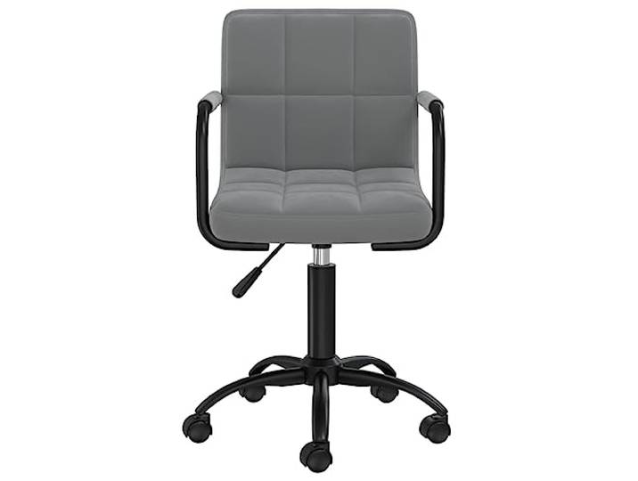 KTHLBRH Drehbare Esszimmerstühle, 2 Stück, dunkelgrau, Samt Höhenverstellbar, Basis aus schwarzem Stahl, Drehung 360 °, drehbare Räder