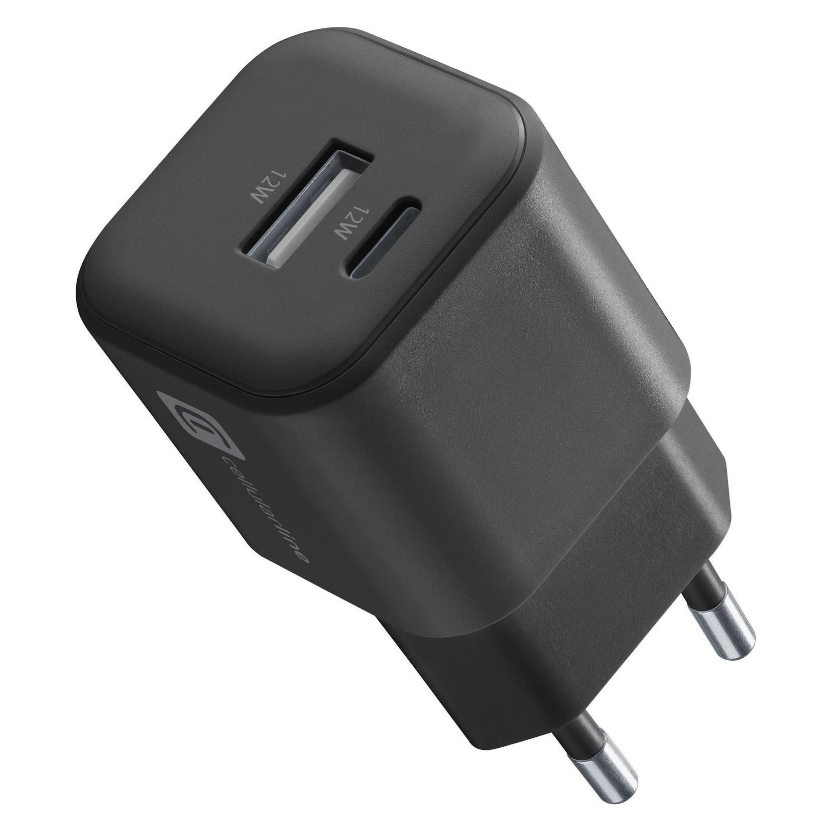 Cellularline USB Typ-A Travel Charger 12W (12 W, 2 Ports) (ACH2USB12WSMLK)