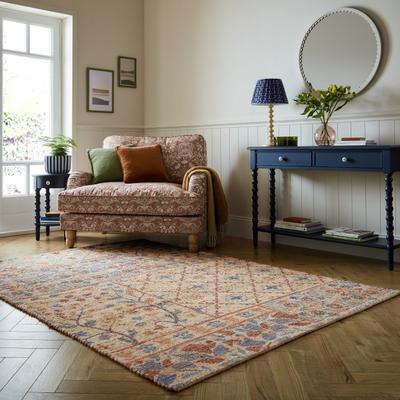 Teppich FLAIR RUGS "RILEY BLOCK GEO", beige (natur), B:120cm H:2mm L:170cm, Baumwolle, Kunstfaser, Teppiche, Teppich, Riley Block Geometrischer Läufer Teppich