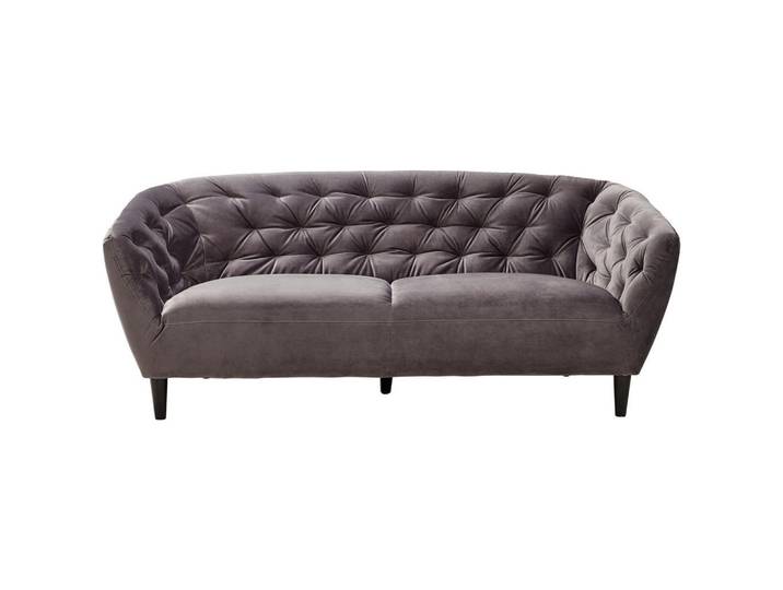 Ambia Home Chesterfield-Sofa, Dunkelgrau, Holz, Kautschukholz, massiv, 191x78x84 cm, Wohnzimmer, Sofas & Couches, Chesterfield Sofas