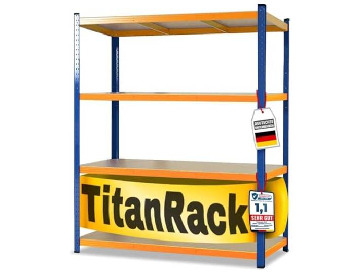 OfficeMarshal Schwerlastregal 160x150x80 cm blau-orange – Weitspannregal Metall, Werkstatt Regal, Regal Werkstatt, Steckregal Lagerregal