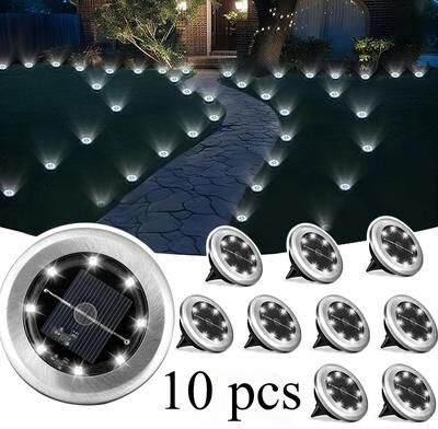 Uplift Picks Solar Ground Lights Illuminate Pathways Gardens Driveways With Waterproof LED Glow white Light 10 Pcs