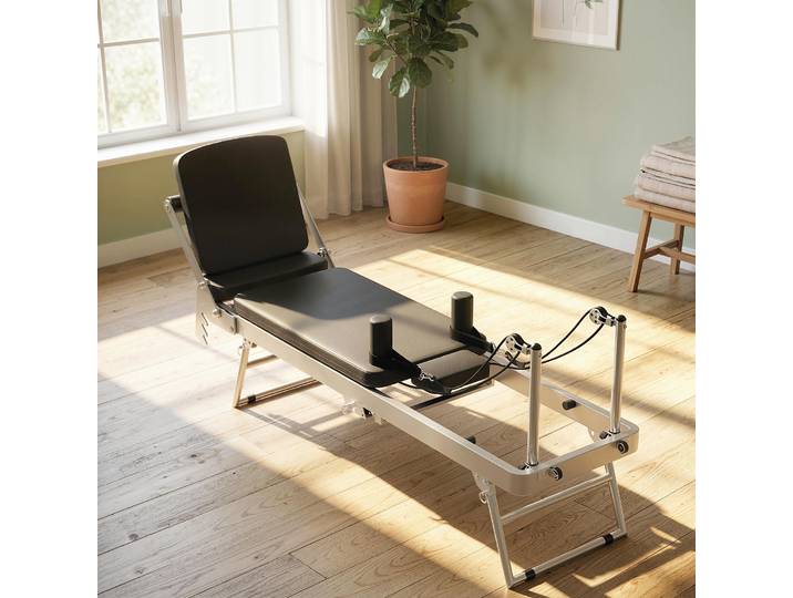 SPORTNOW Reformer Pilates Pliable Acier Blanc 195x56x88cm
