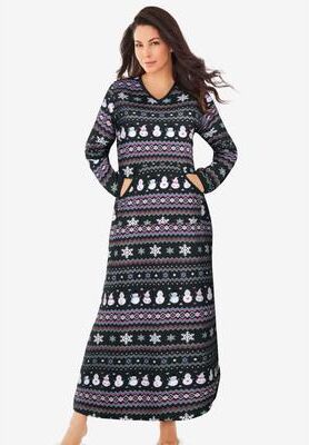 Plus Size Women's Long Printed Sleep Shirt by Dreams & Co. in Heather Charcoal Grey (Size 18/20) Nightgown
